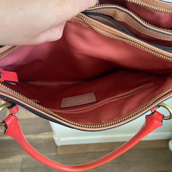 Like NEW coral and pink Coach handbag. MINT! - Picture 6 of 7